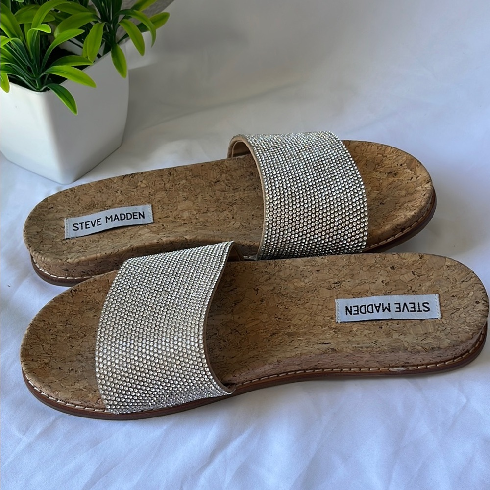 Steve Madden Silver Slide Sandals